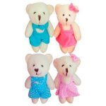 Chaveiro urso Art c/ Roupa Veludo / Bolinha