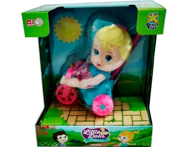 Boneca Little Dolls PlayGround Triciclo Menina 27x22x14cm