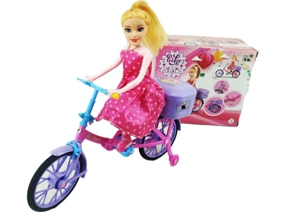 Boneca Com Bicicleta 17x15x10cm