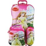 Kit  Mochila c/ Rodas, Lancheira e Estojo Princess 53x33x17cm