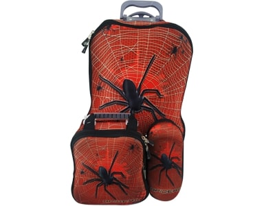 Kit Mochila c/ Rodas, Lancheira e Estojo Spider Vermelho  48x35x22cm